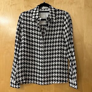 Alice + Olivia houndstooth silk blouse